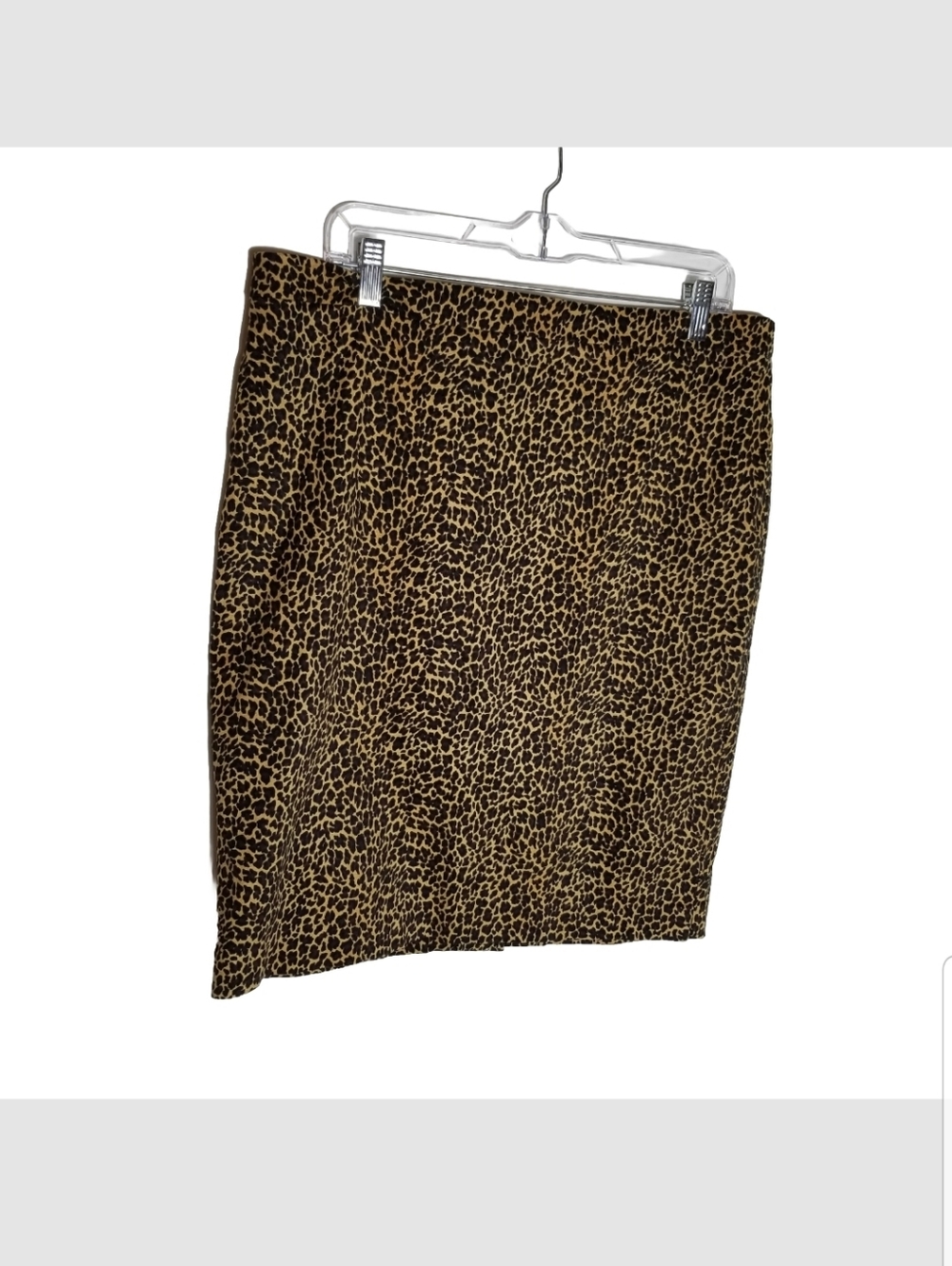 J.Crew Pencil Skirt Leopard Animal Print Women's 14 Stretch Cotton Back Zip